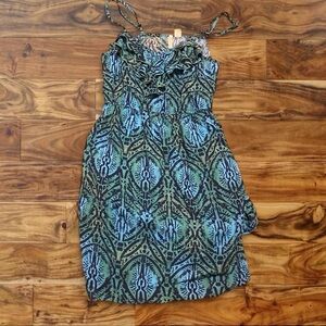 Red Camel Blue & Green Printed Mini Dress